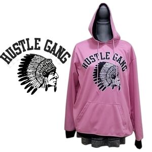 HUSTLE GANG PINK OVERSIZED SWEATER HOODIE IN GOOD CONDITION